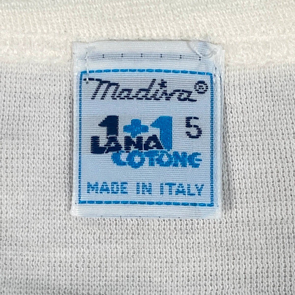 T-shirt Ringer Blanc Manche Courte Thermal 60% Laine 40% Coton Made in Italy Vintage 90’s - M/L